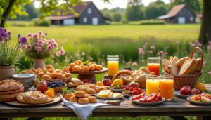 découvrez le brunch de billy, un buffet gourmand à la ferme proche de caen, offrant des produits frais et locaux dans un cadre convivial et champêtre.