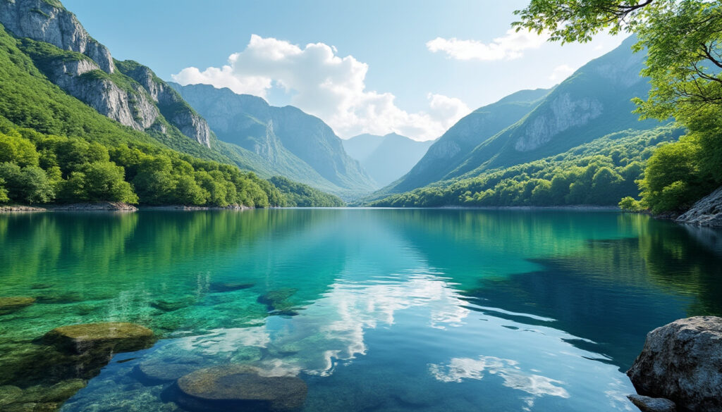 découvrez le lac bovilla en albanie, un magnifique lac naturel et réservoir situé près de tirana, idéal pour les amoureux de la nature et les activités en plein air.