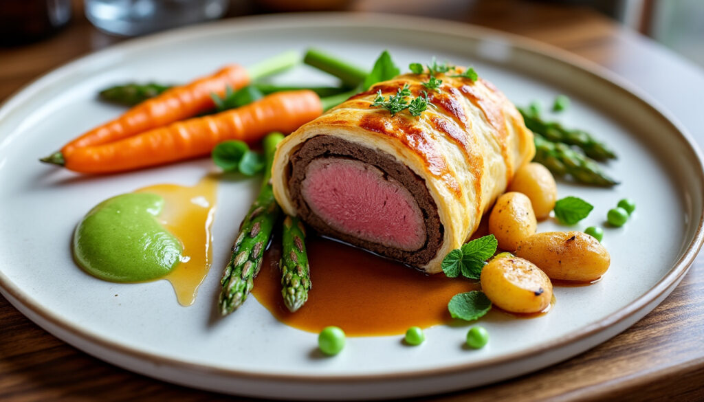 découvrez des idées raffinées d'accompagnement pour votre bœuf wellington avec une sélection de légumes et purées élégantes qui sublimeront votre plat.