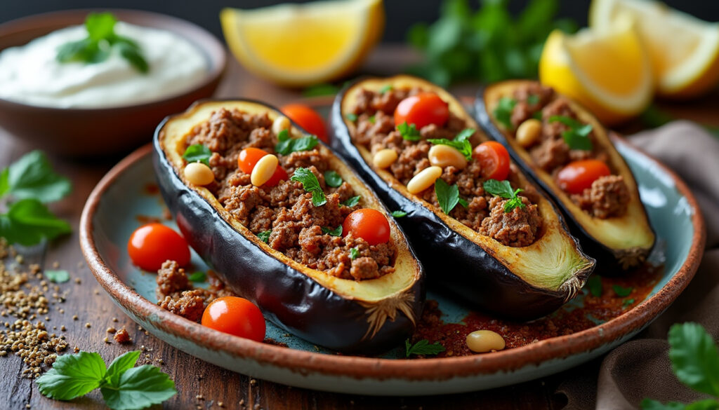 découvrez la recette libanaise authentique des aubergines farcies à la viande hachée, un plat savoureux et parfumé qui ravira vos papilles.