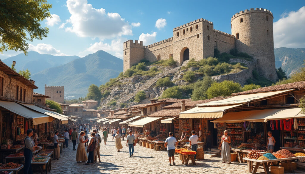 découvrez krujë en albanie : explorez la citadelle historique, flânez dans le bazar traditionnel et visitez le château emblématique pour un voyage culturel unique.