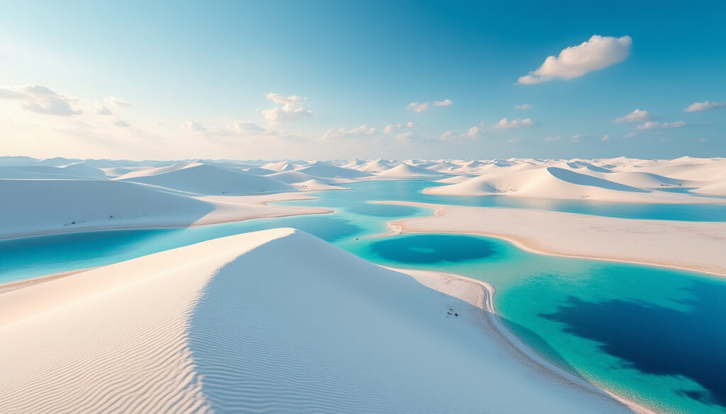 explorez les lençóis maranhenses, un paysage spectaculaire de dunes de sable blanc et de lagunes turquoise au cœur du maranhão, au brésil.