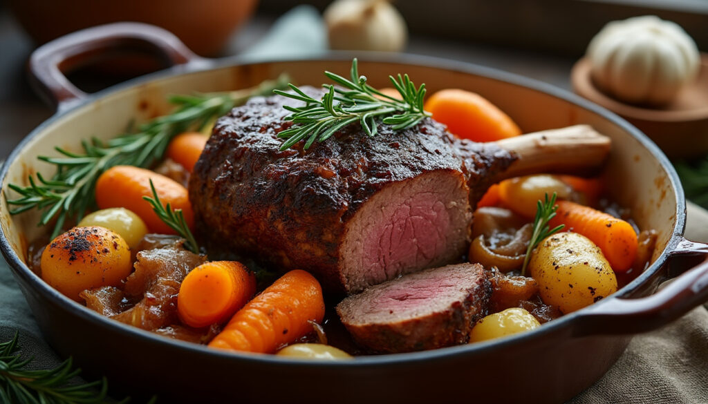 découvrez une épaule d’agneau confite 4 heures, tendre et savoureuse. une recette facile pour régaler vos convives avec une viande fondante.