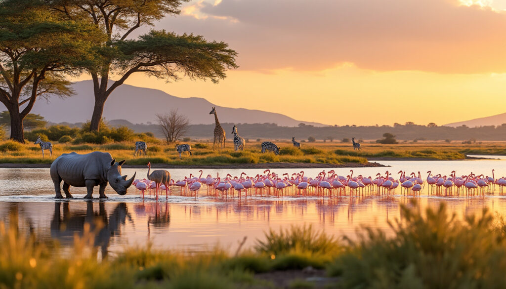 découvrez le parc national du lac nakuru au kenya, ses paysages spectaculaires et sa faune remarquable, des flamants roses aux rhinocéros.
